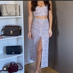 Zara Linen blend floral skirt